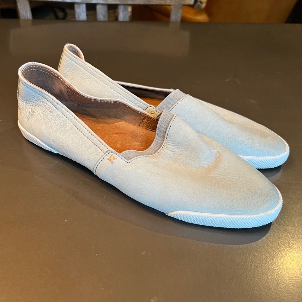 Frye light blue slip on shoes